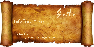 Güns Alex névjegykártya